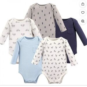 Hudson Baby Blue, Navy, and Gray Bodysuits Set